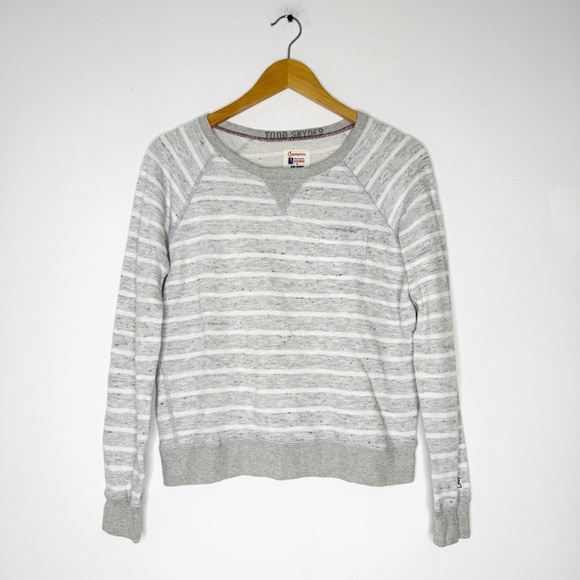 Todd Snyder x Champion Gray Striped Women's Sweater Sweatshirt Size XS - Picture 1 of 5